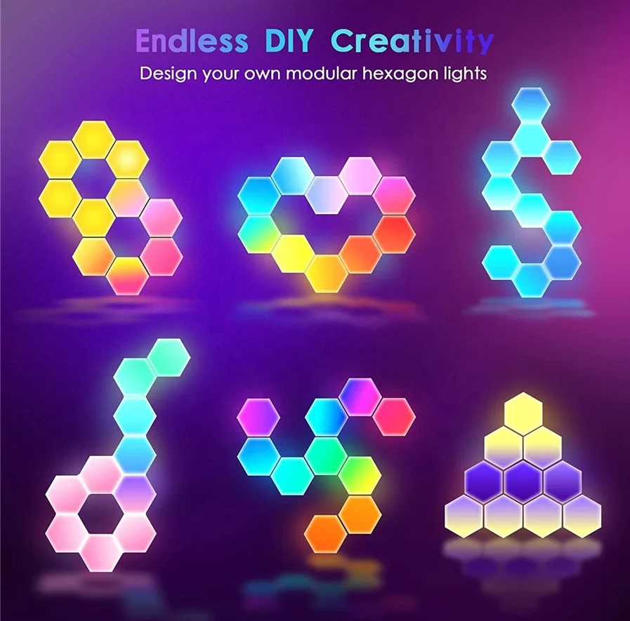RGBIC LED Hexagon Wand Panels – App- & Remote-Steuerung (12er Set)