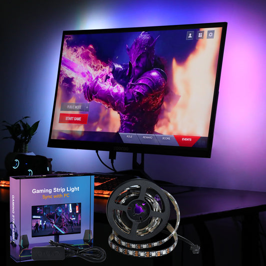 PC Hintergrundbeleuchtung - Smarte RGBIC-LED-Leiste für Monitore