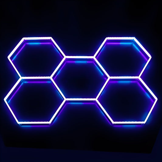 RGB Hexagon Panel – 5 Warben | App-Steuerung | RGBIC Farbverläufe | 1,7 x 2,3 m