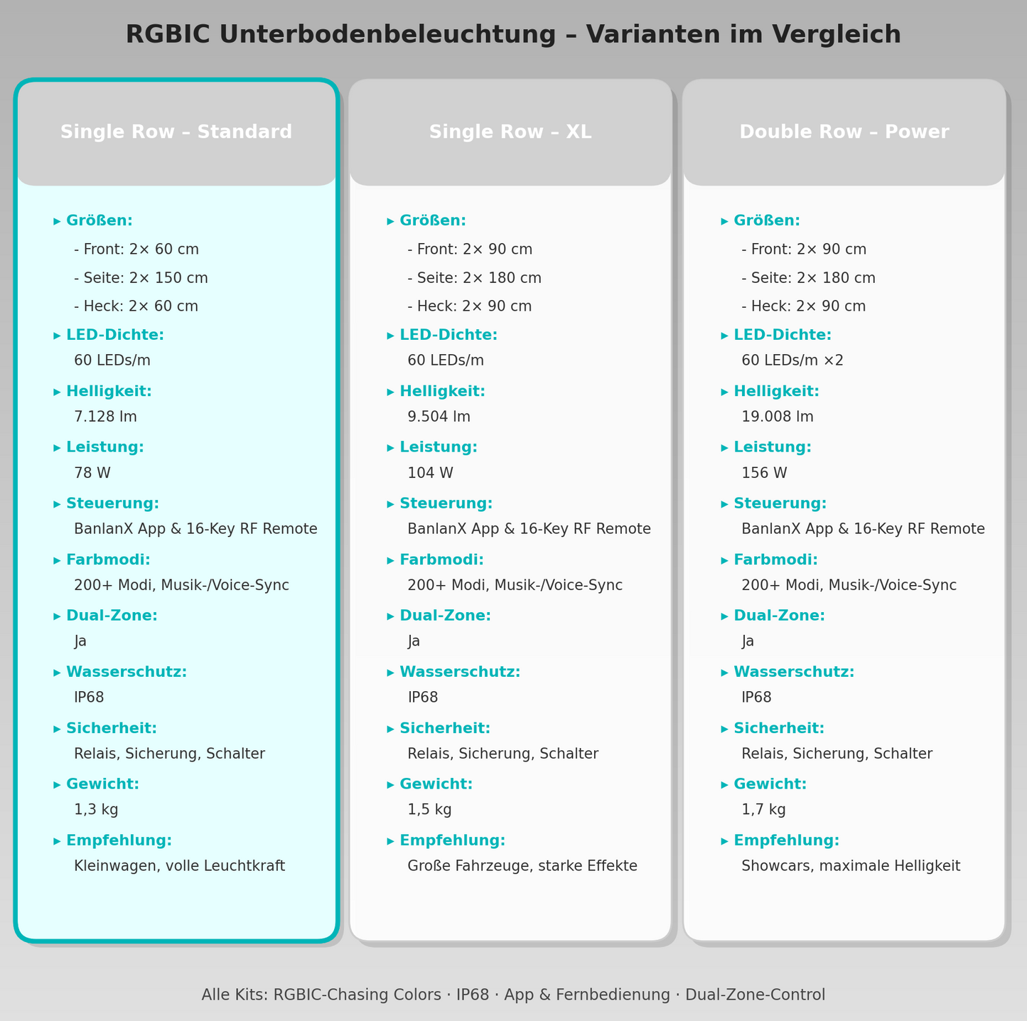 RGBIC Unterbodenbeleuchtung für Autos – 6-teiliges Komplettset 60cm & 150cm